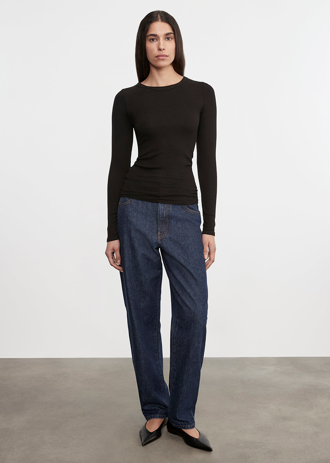 Silk Rib L/S Crew | Black