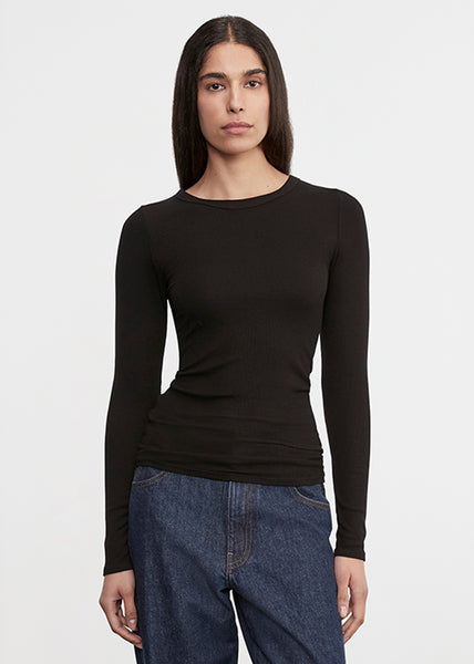 Silk Rib L/S Crew | Black – Enza Costa