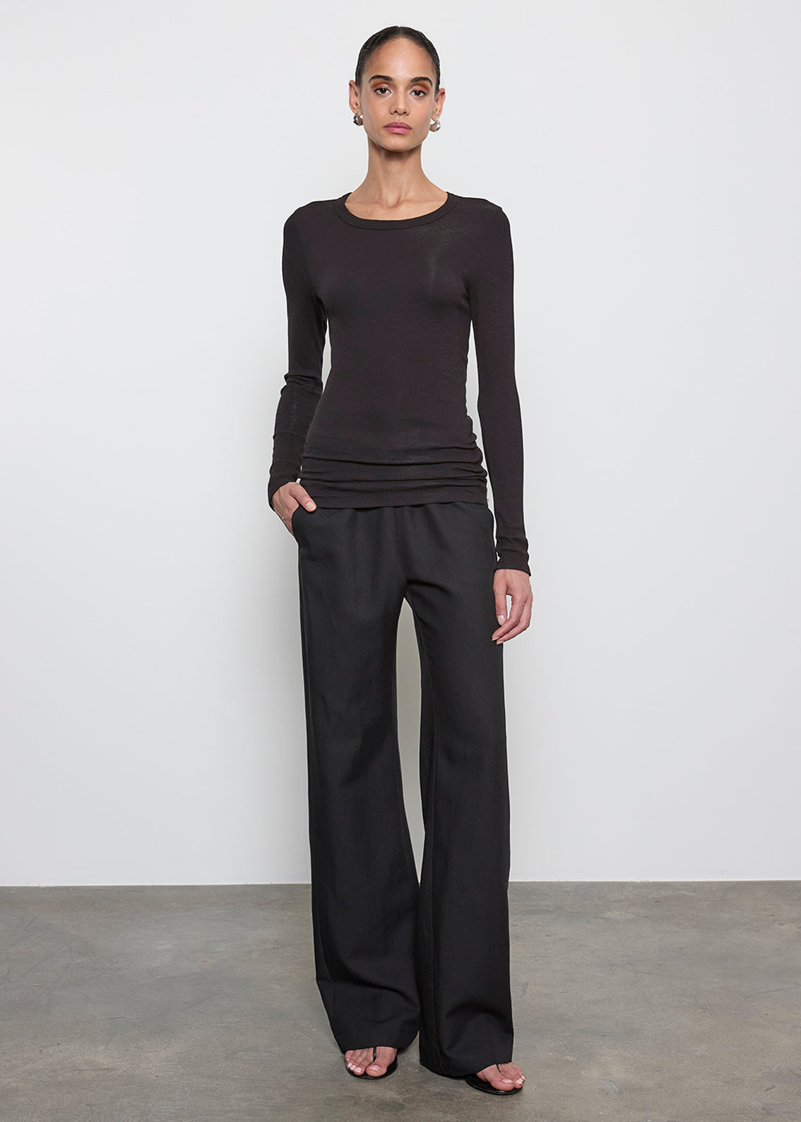 Silk Rib L/S Crew | Black