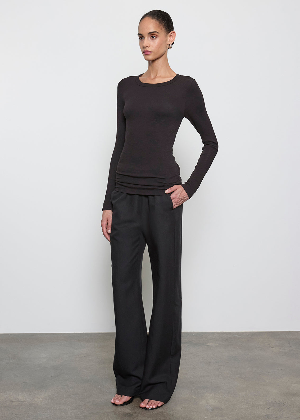 Silk Rib L/S Crew | Black