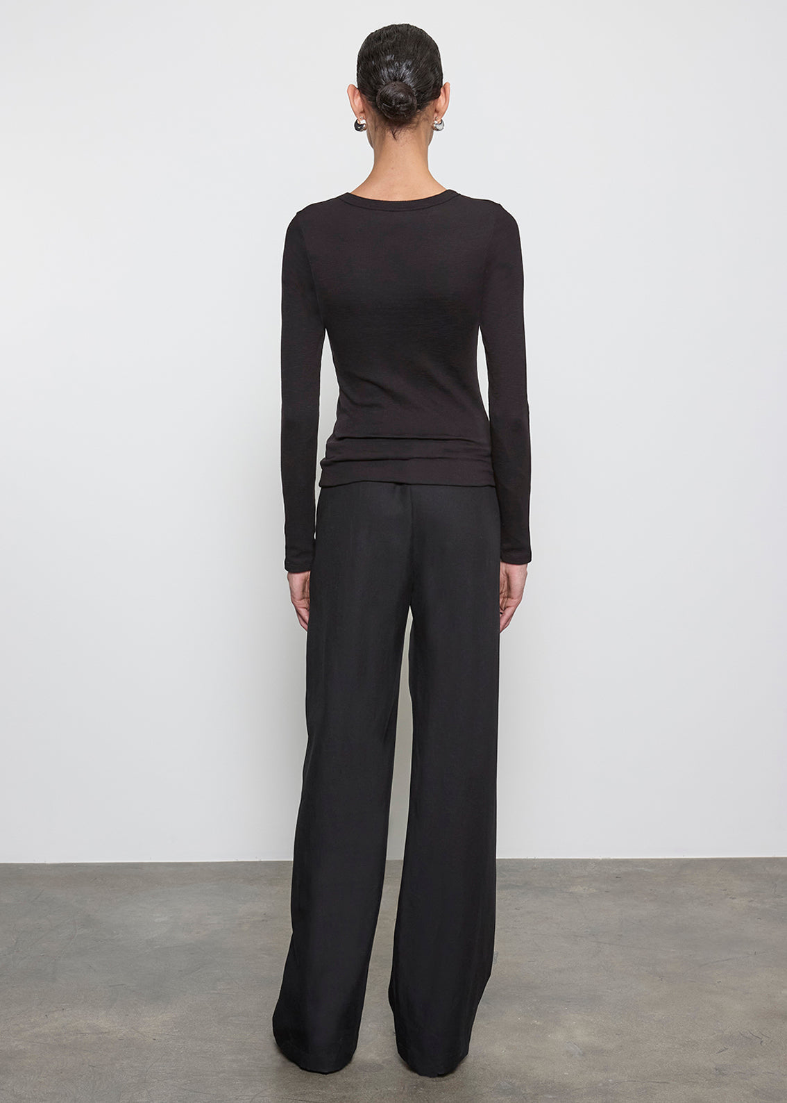 Silk Rib L/S Crew | Black