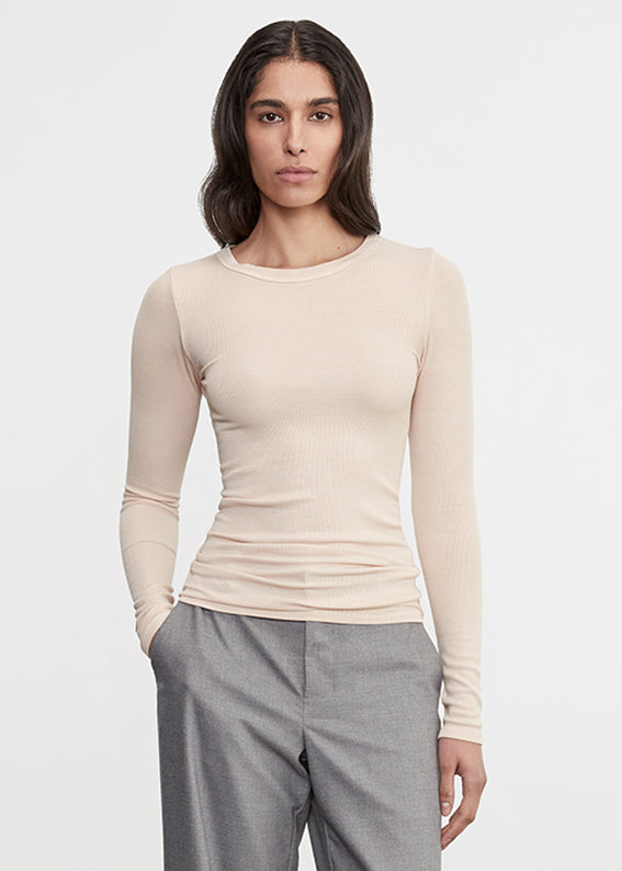 Silk Rib L/S Crew | Fawn
