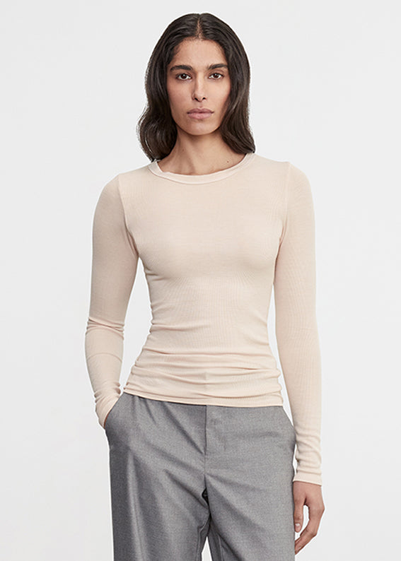 Silk Rib L/S Crew | Fawn