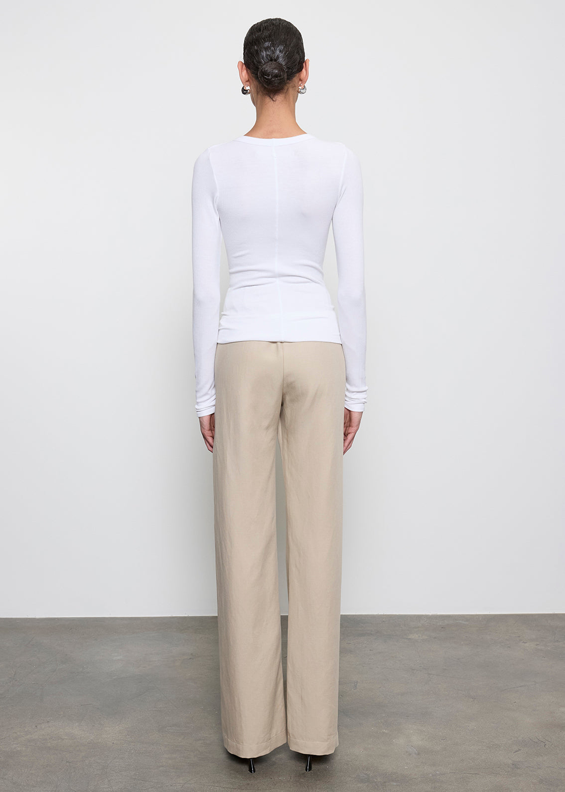 Silk Rib L/S Crew | White