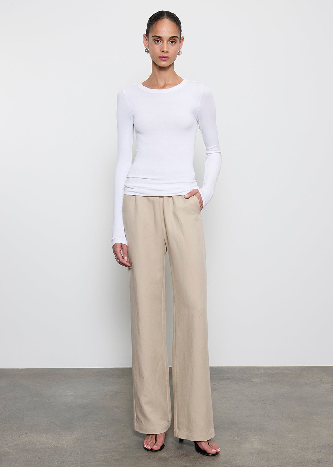 Silk Rib L/S Crew | White