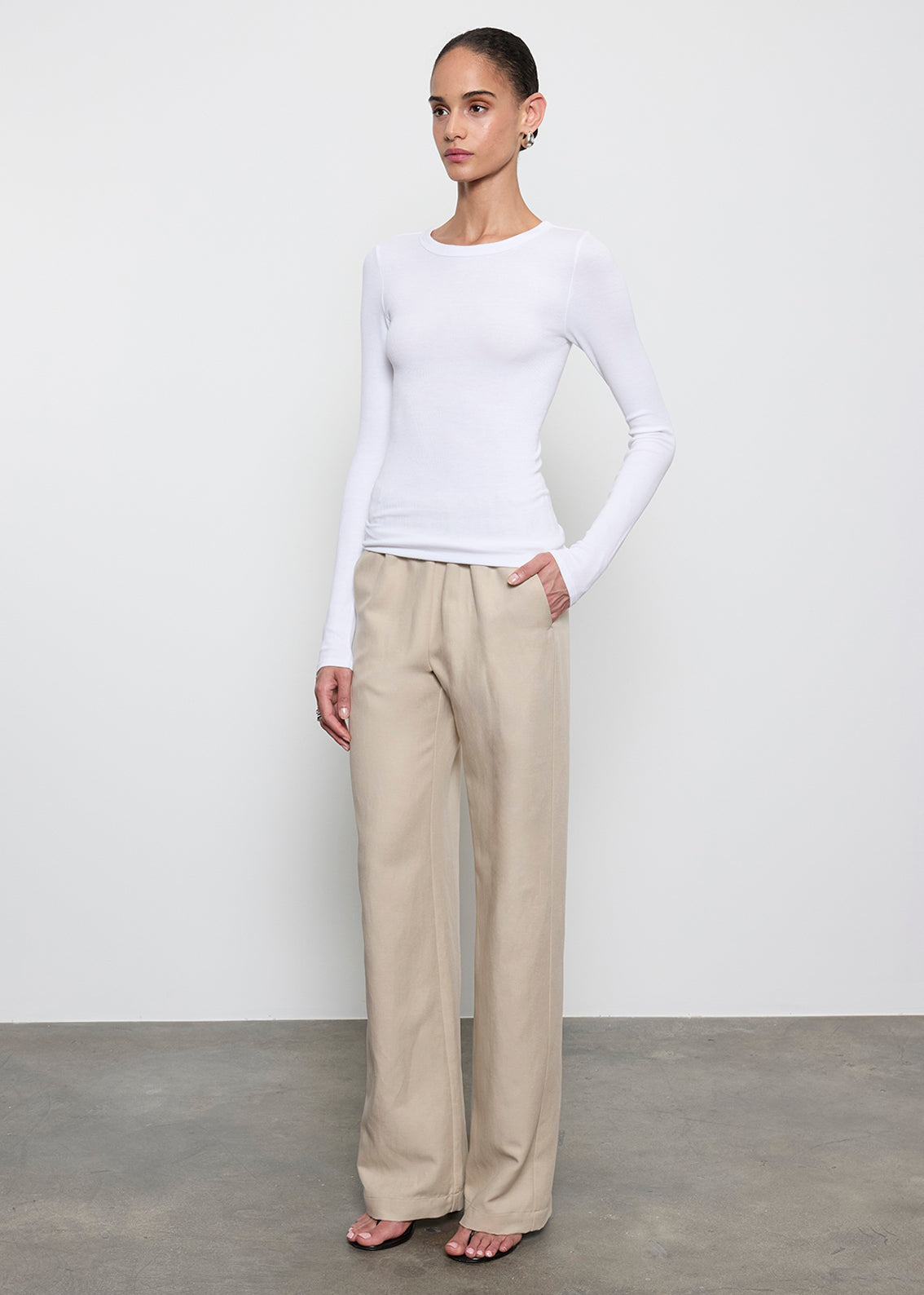 Silk Rib L/S Crew | White