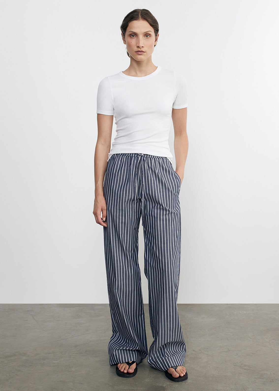 Poplin Resort Pant | Navy/White Stripe