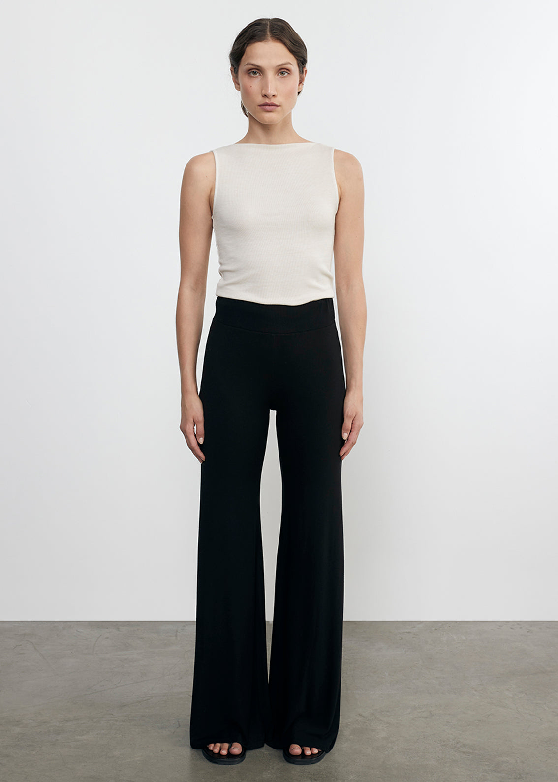 silk knit bias pant in black