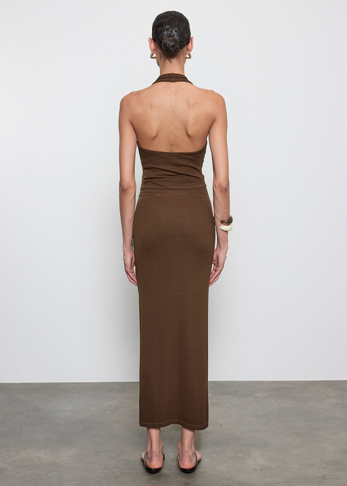 Silk Rib Essential Skirt | Chocolate