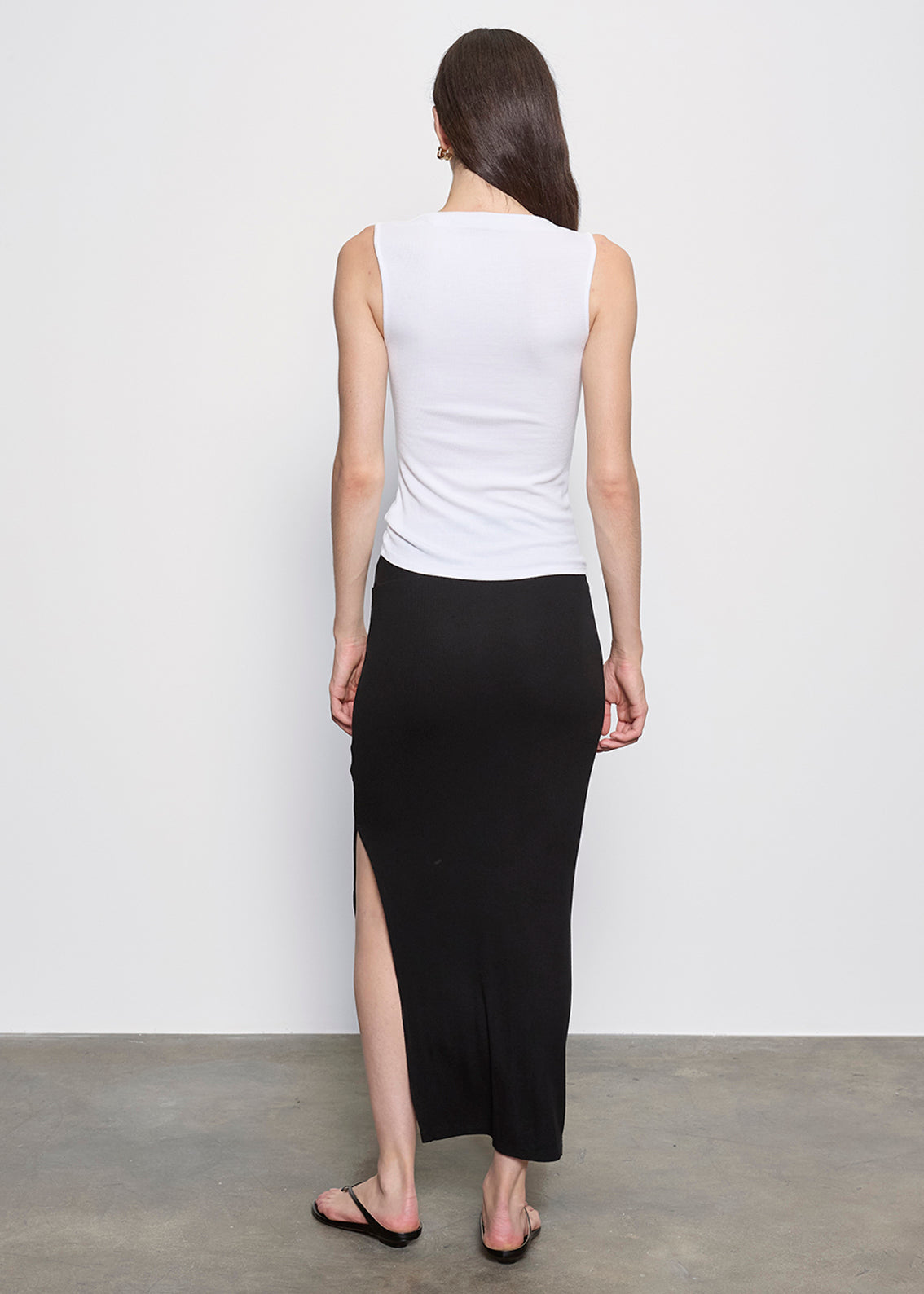 Silk Rib Sleeveless Boatneck | White