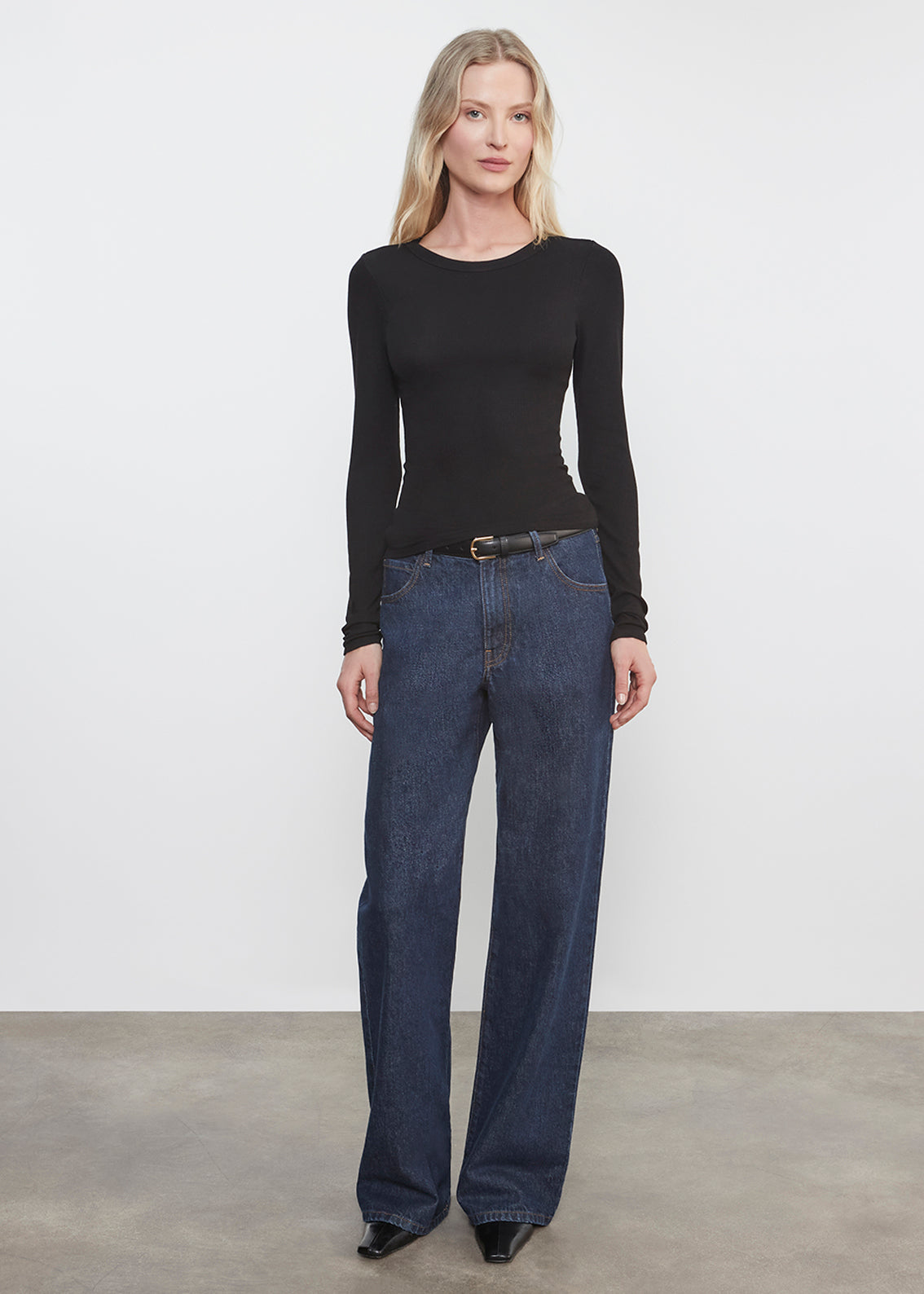 Silk Rib Essential Crew | Black