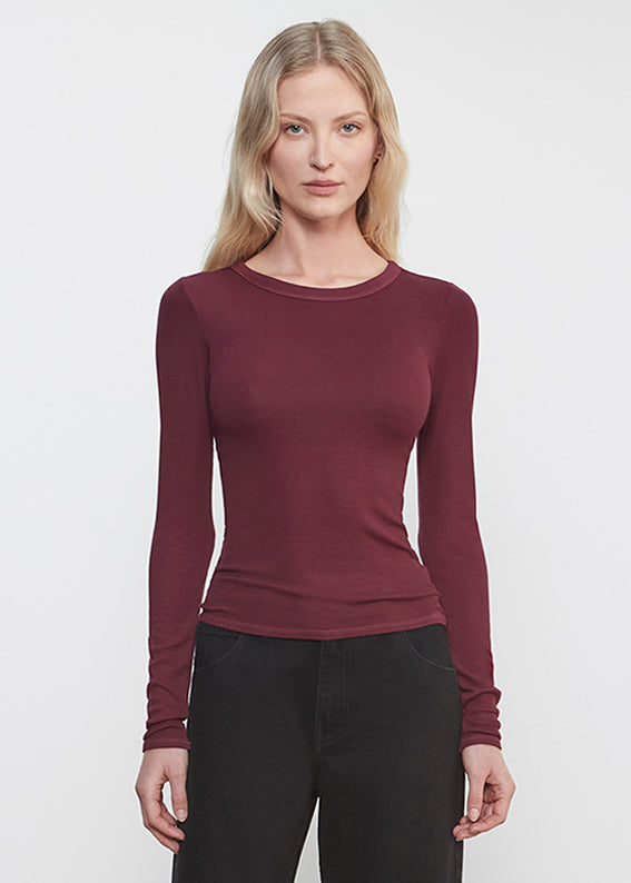 Silk Rib Essential Crew | Carmine