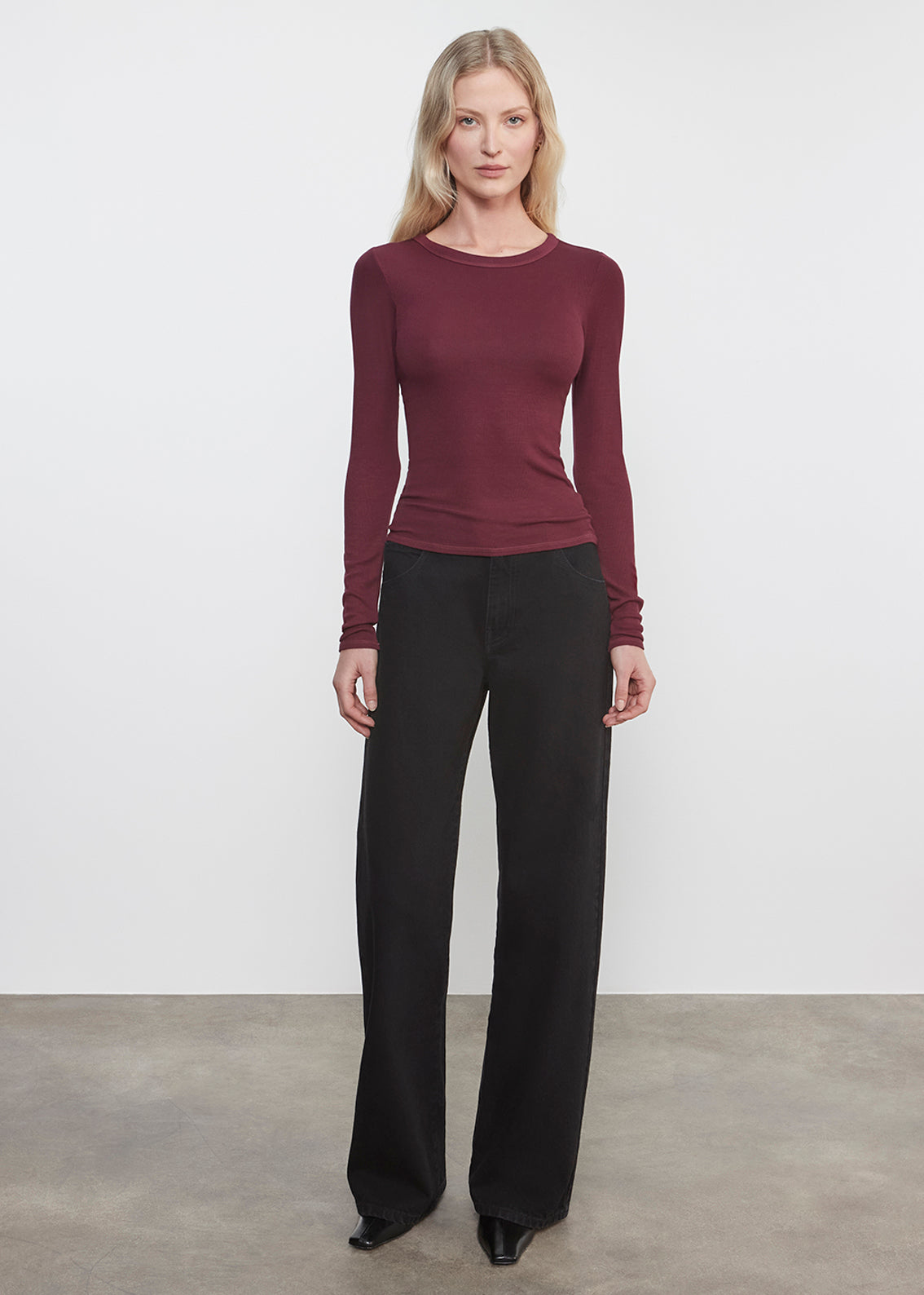 Silk Rib Essential Crew | Carmine