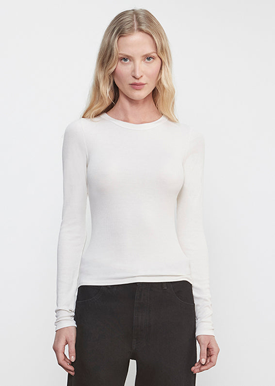 Silk Rib Essential Crew | Chalk