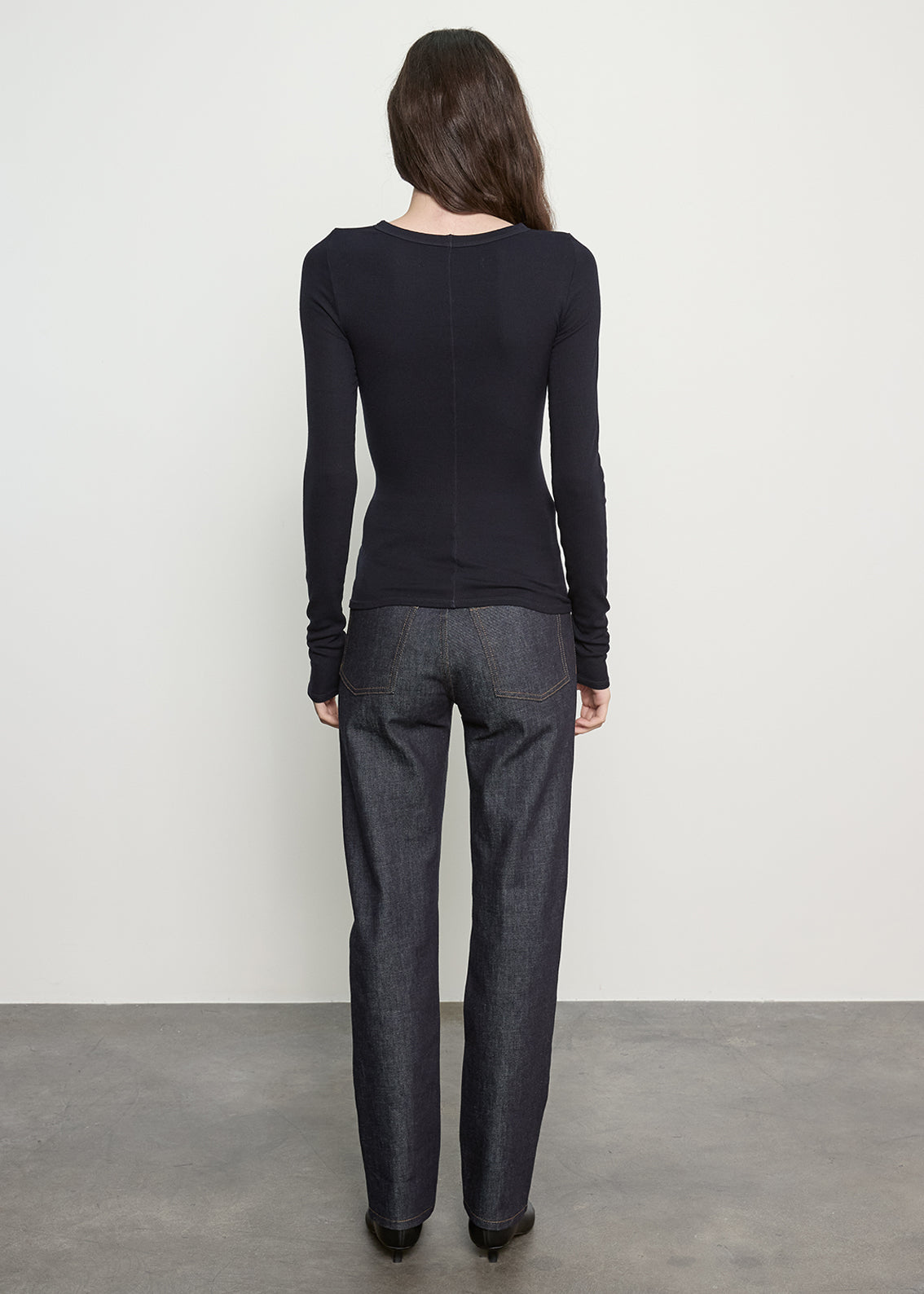 Fluid Silk Rib Essential Crew | Ink
