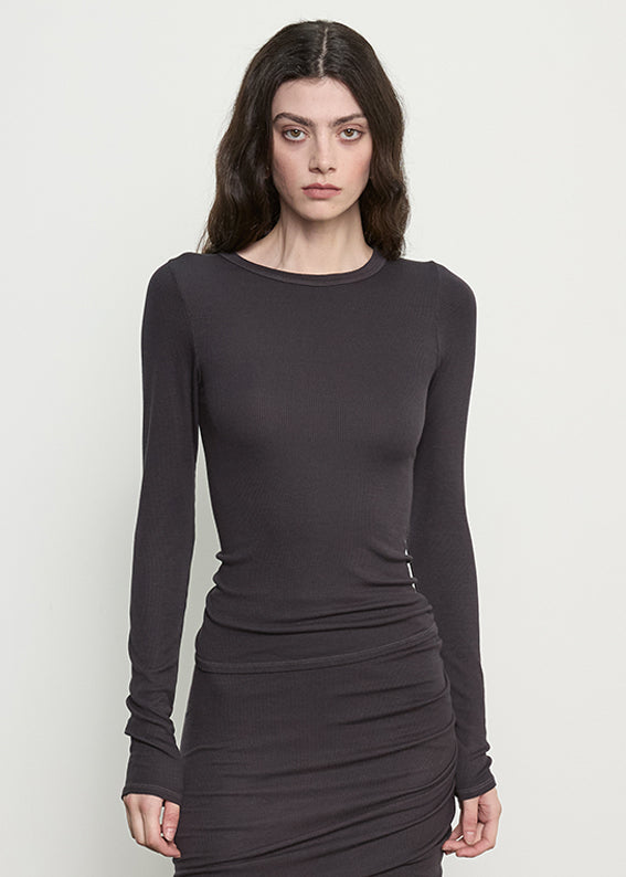 Fluid Silk Rib Essential Crew | Phantom