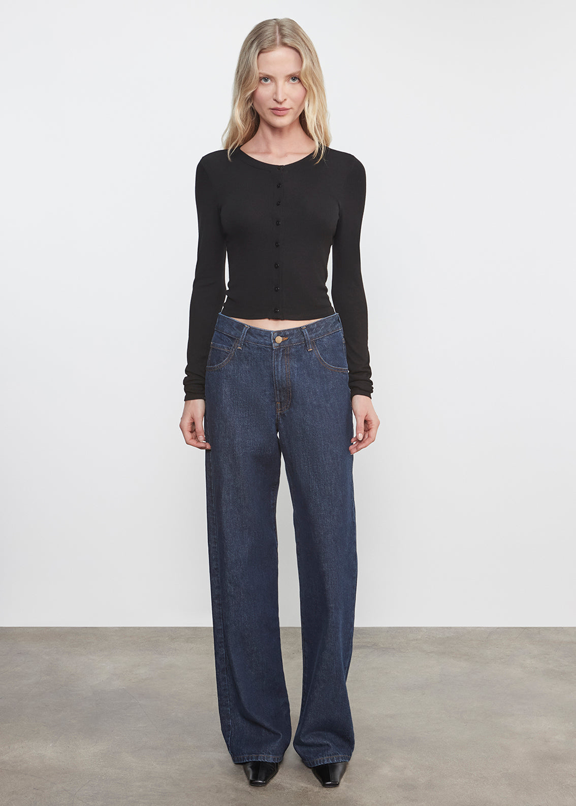 Silk Rib Essential Cardigan | Black