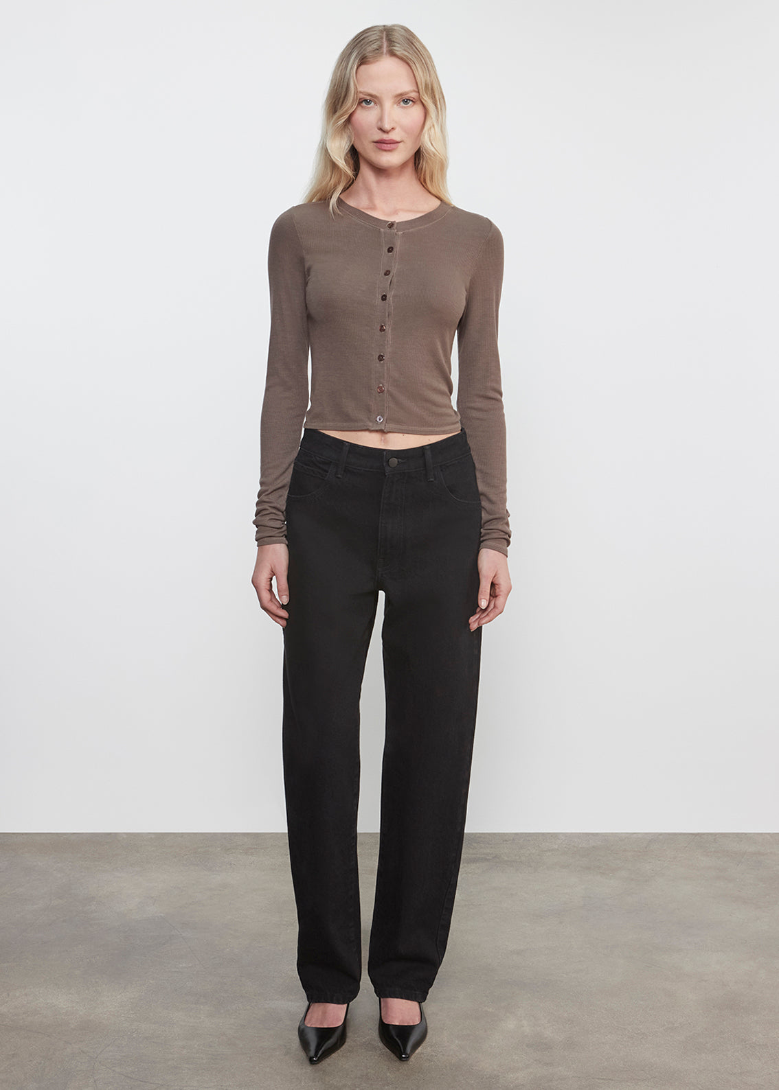 Silk Rib Essential Cardigan | Mushroom