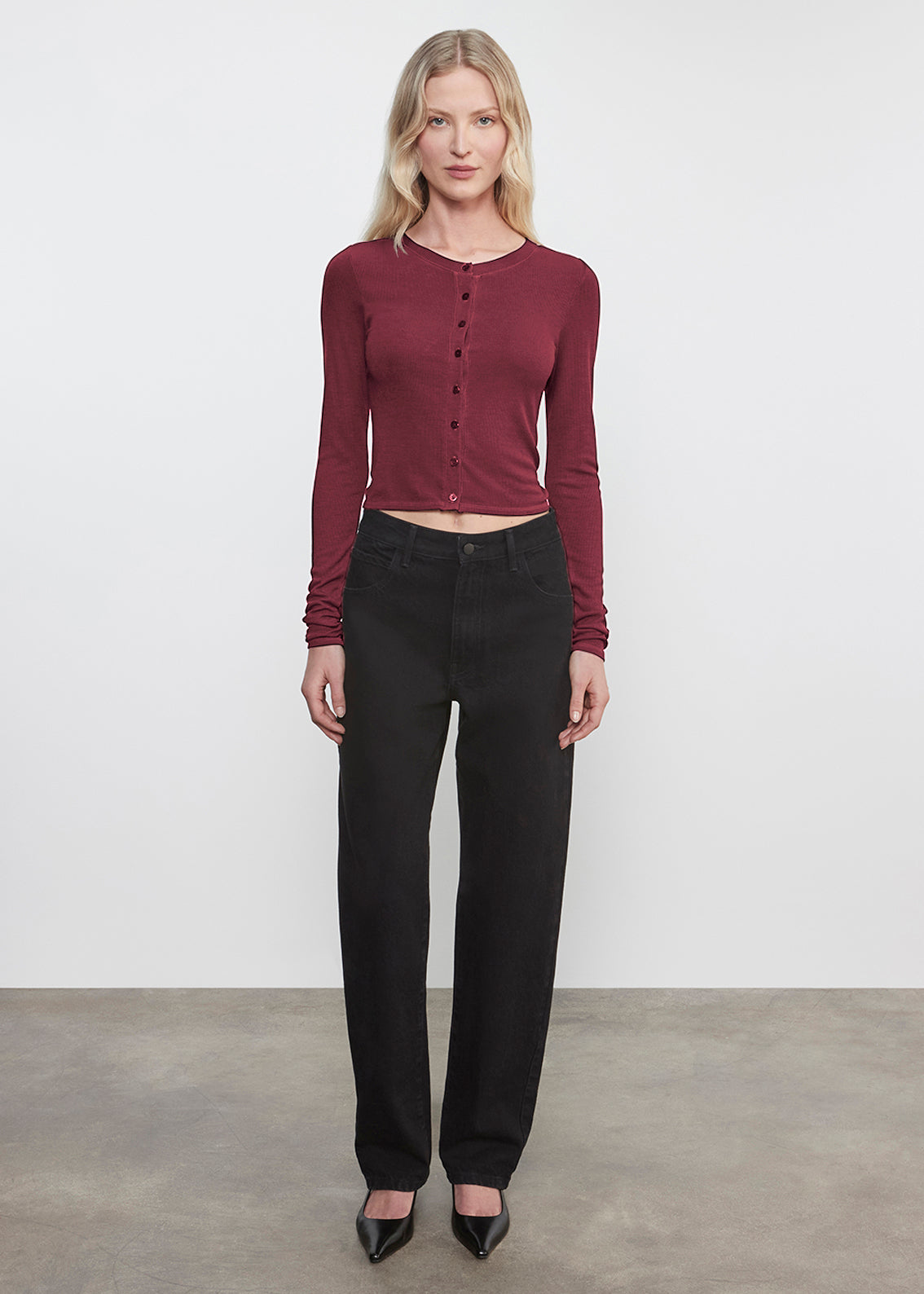 Silk Rib Essential Cardigan | Carmine