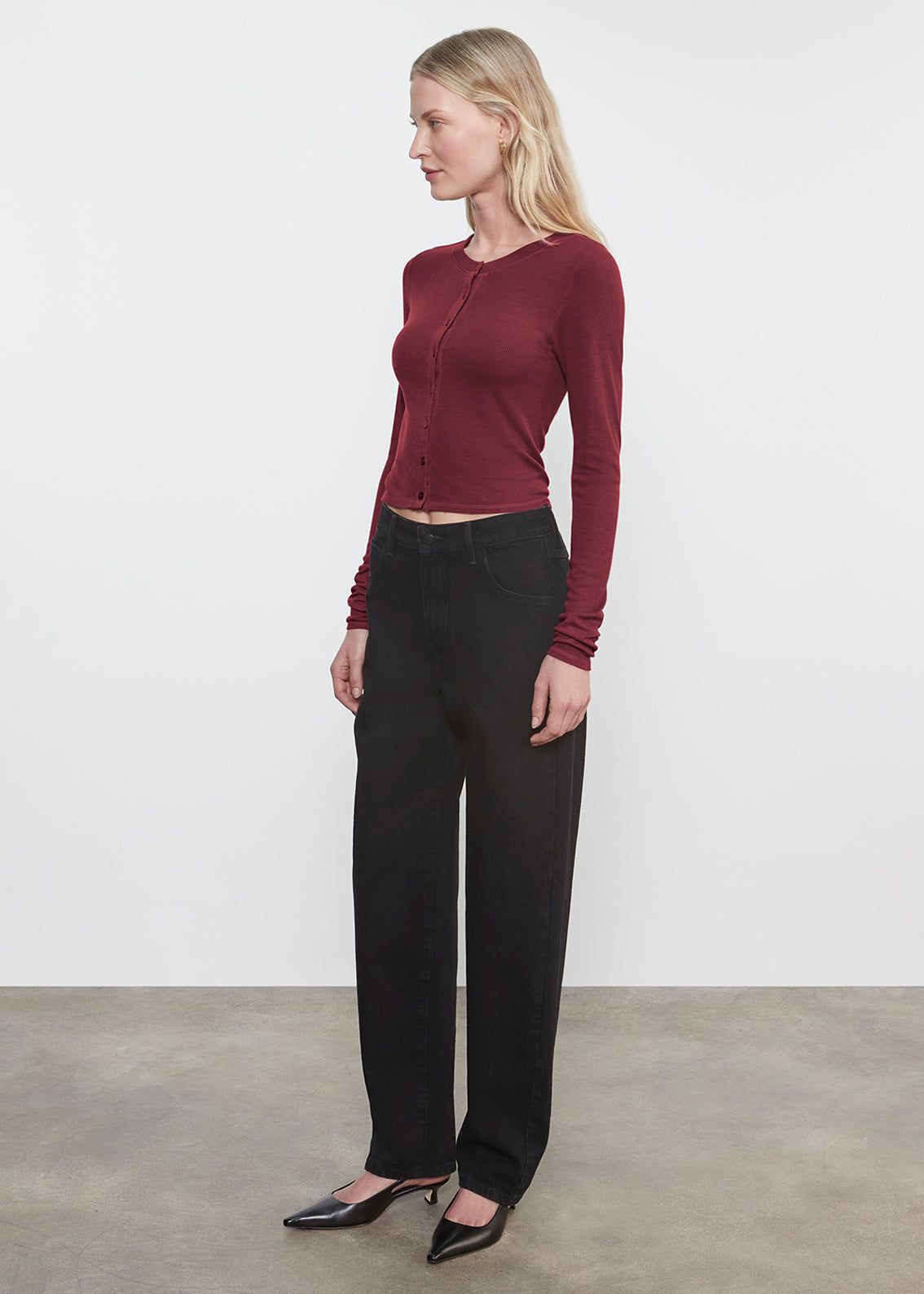 Silk Rib Essential Cardigan | Carmine