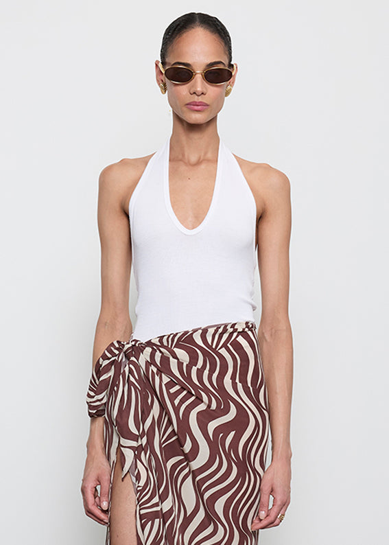 Silk Rib U Halter | White
