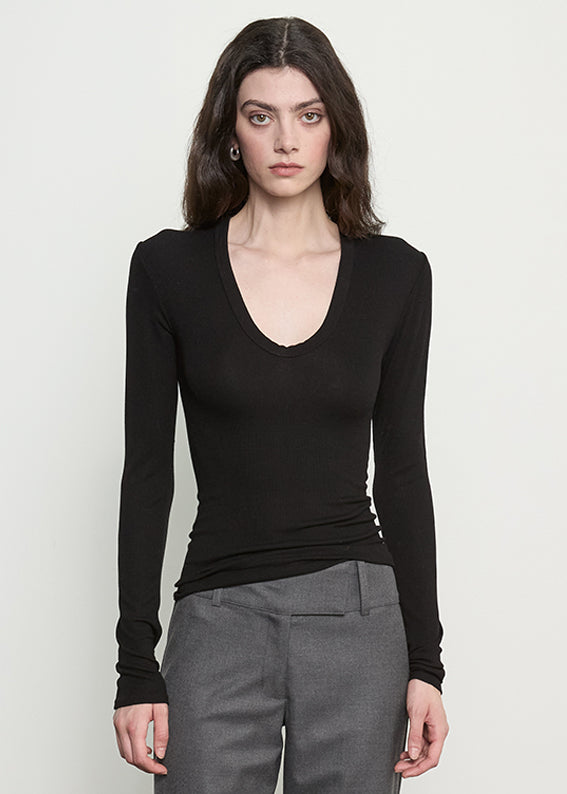 Fluid Silk Rib Essential U | Black