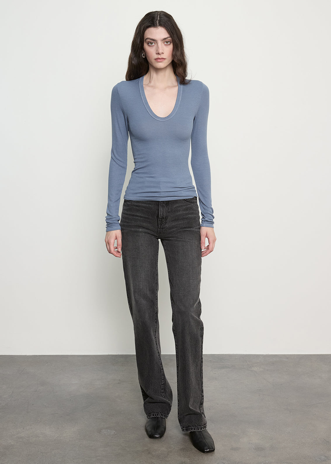 Fluid Silk Rib Essential U | Steel Blue