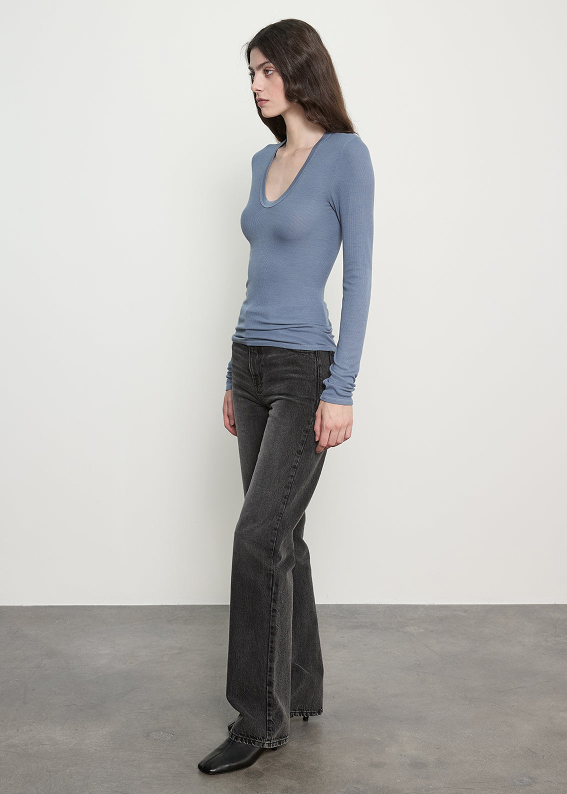 Fluid Silk Rib Essential U | Steel Blue