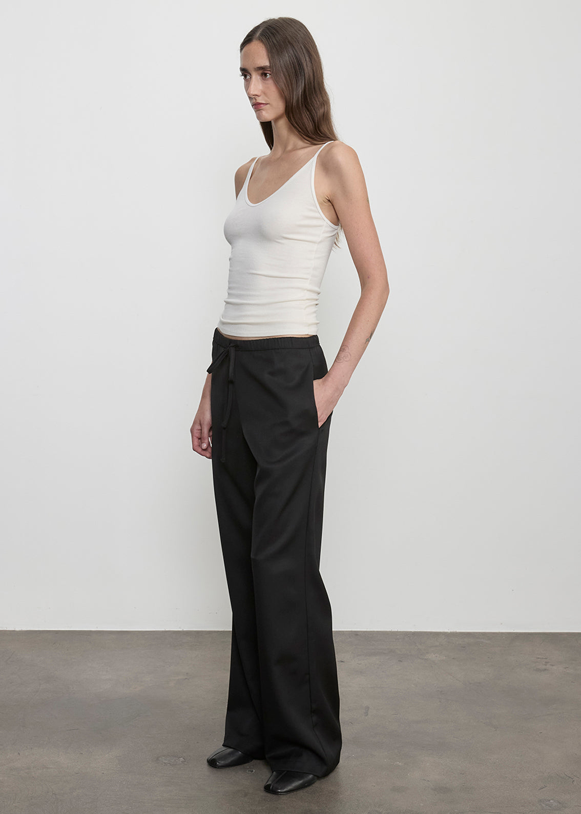 Fluid Silk Rib Cami | Antique Cream