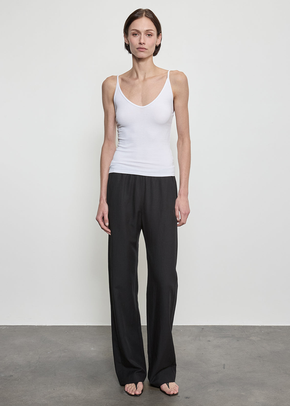Fluid Silk Rib Cami | White