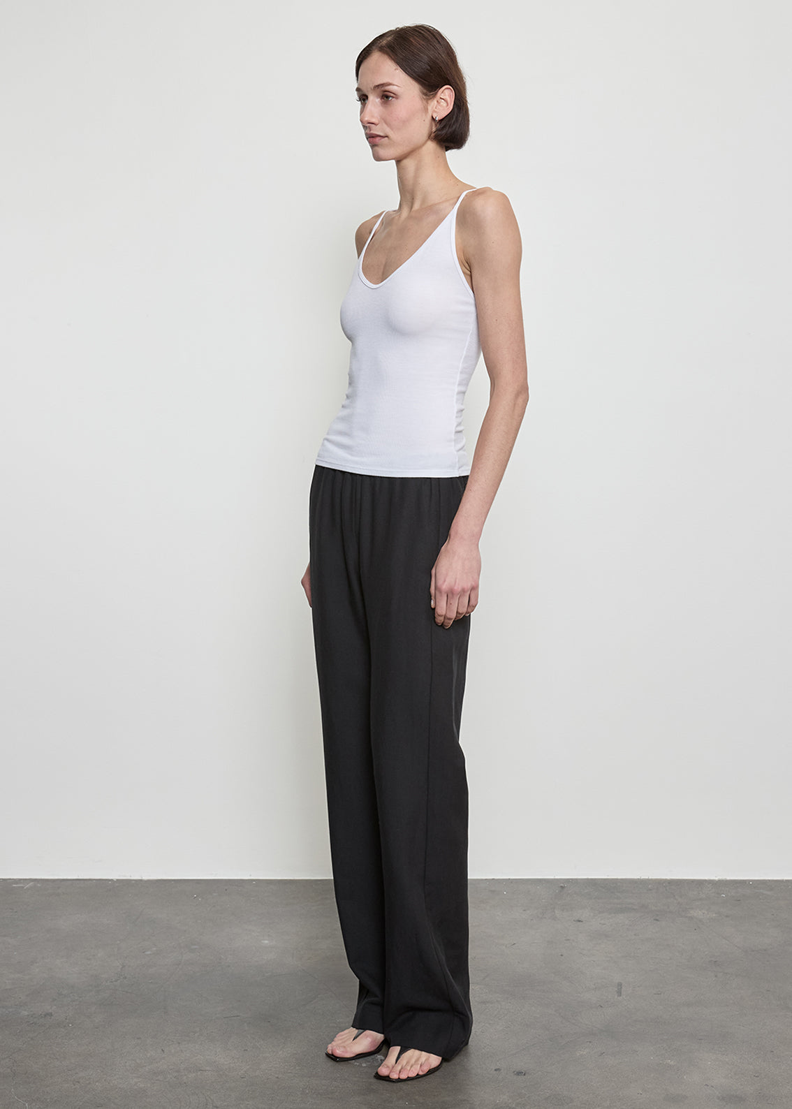 Fluid Silk Rib Cami | White