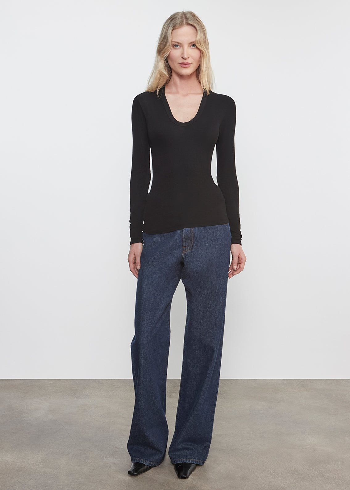 Silk Rib L/S U | Black