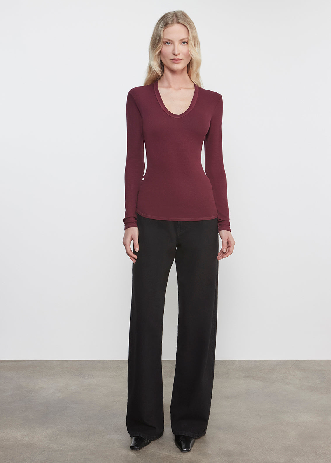 Silk RIb L/S U | Carmine