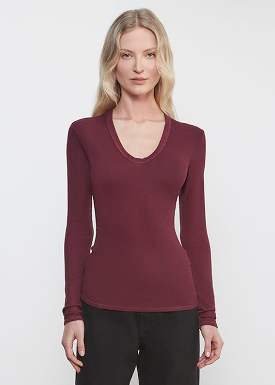 Silk RIb L/S U | Carmine