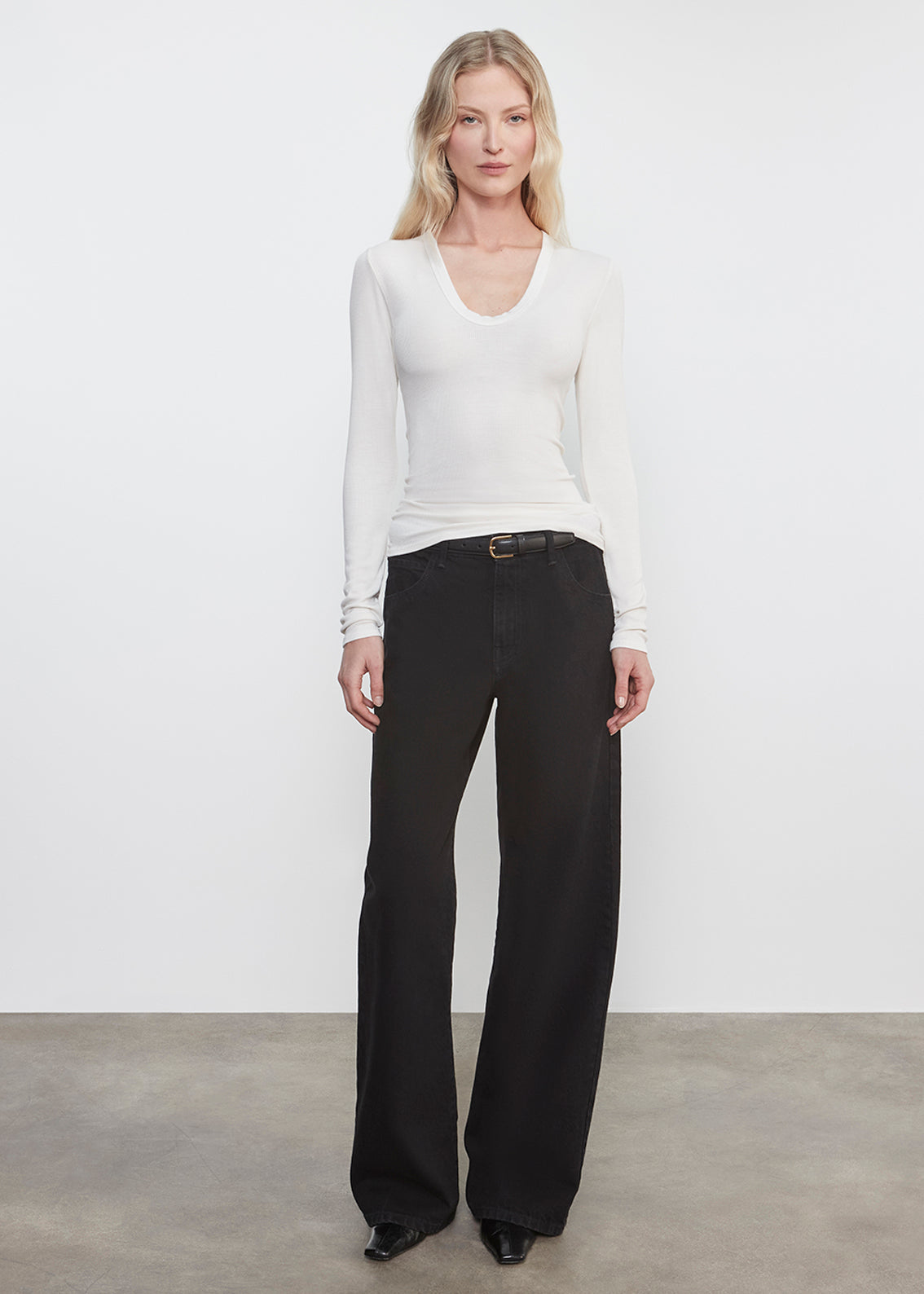 Silk Rib L/S U | Chalk
