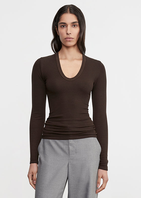 Silk Rib L/S U | Coffee Bean