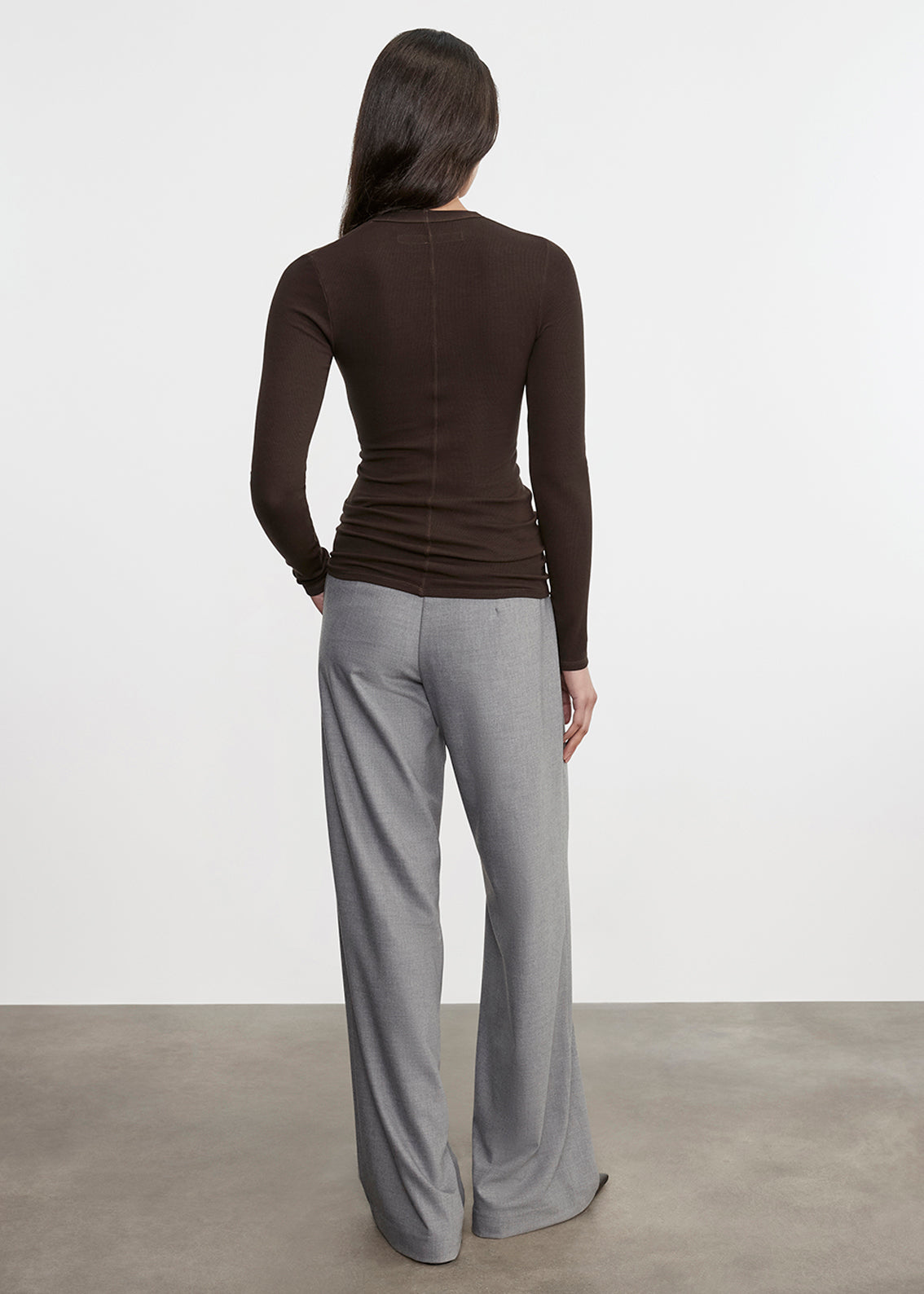 Silk Rib L/S U | Coffee Bean