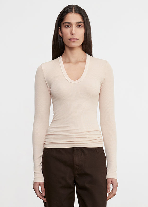 Silk Rib L/S U | Fawn