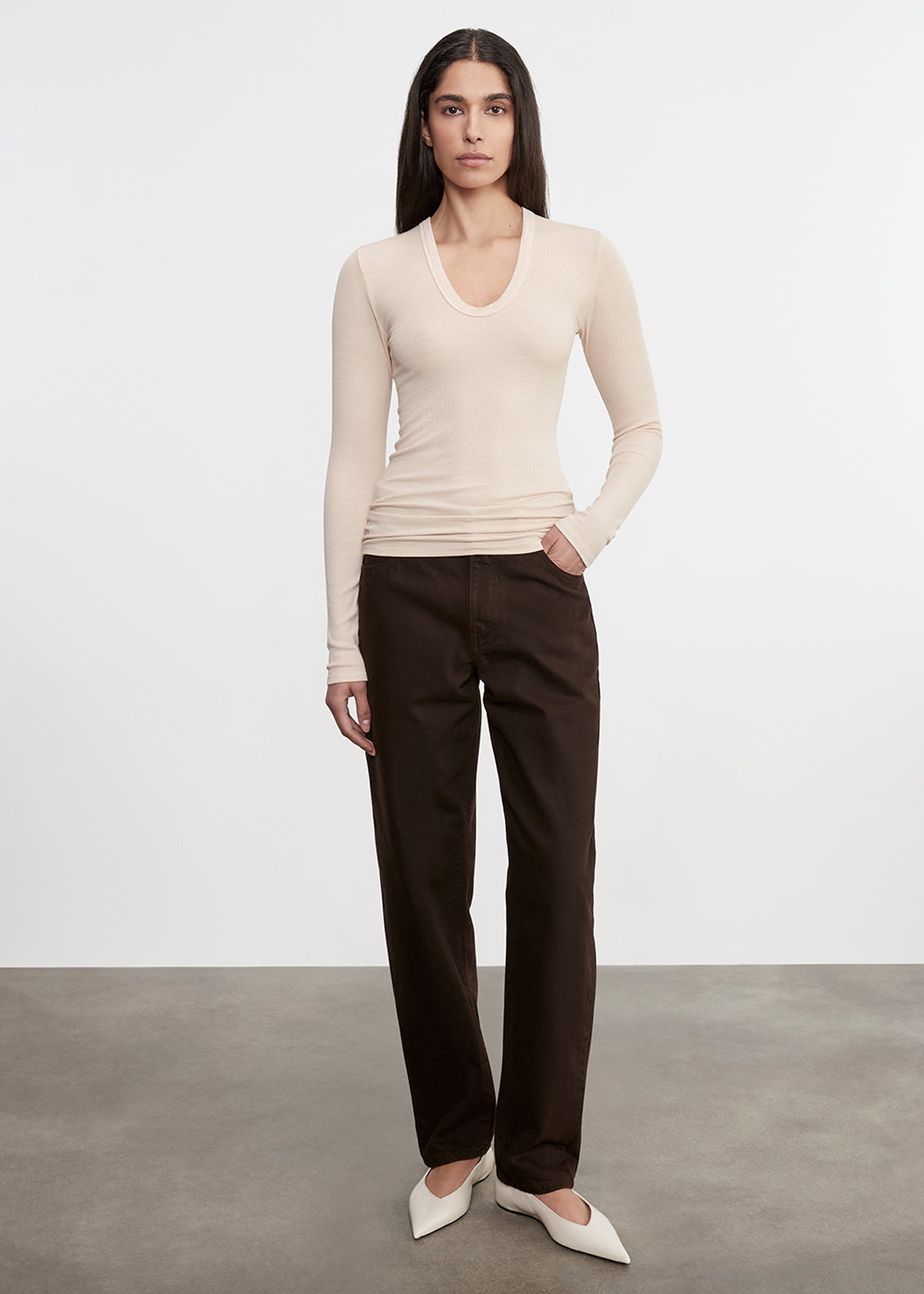 Silk Rib L/S U | Fawn