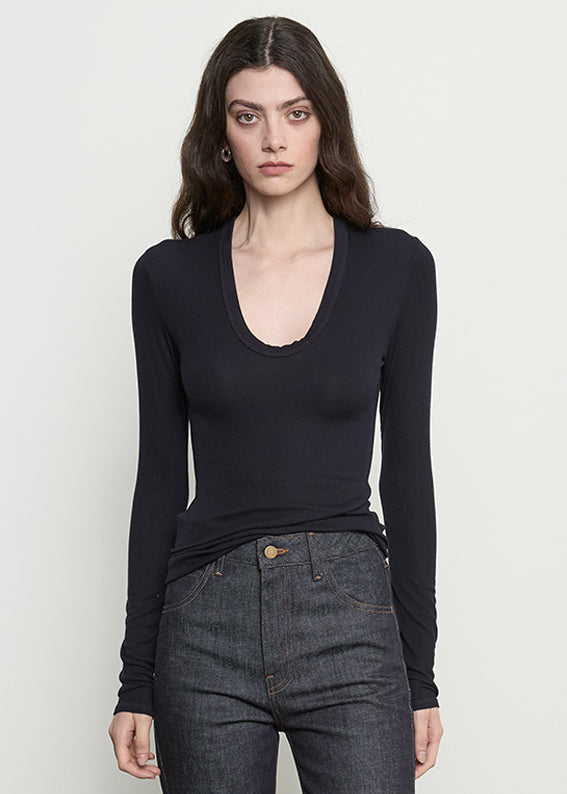 Fluid Silk Rib Essential U | Ink