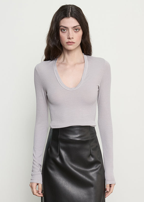 Fluid Silk Rib Essential U | Light Grey