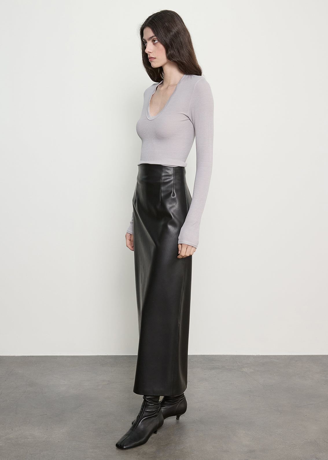 Fluid Silk Rib Essential U | Light Grey