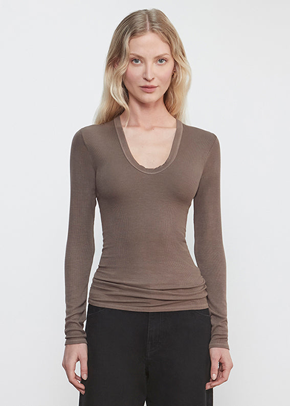 Silk Rib L/S U | Mushroom