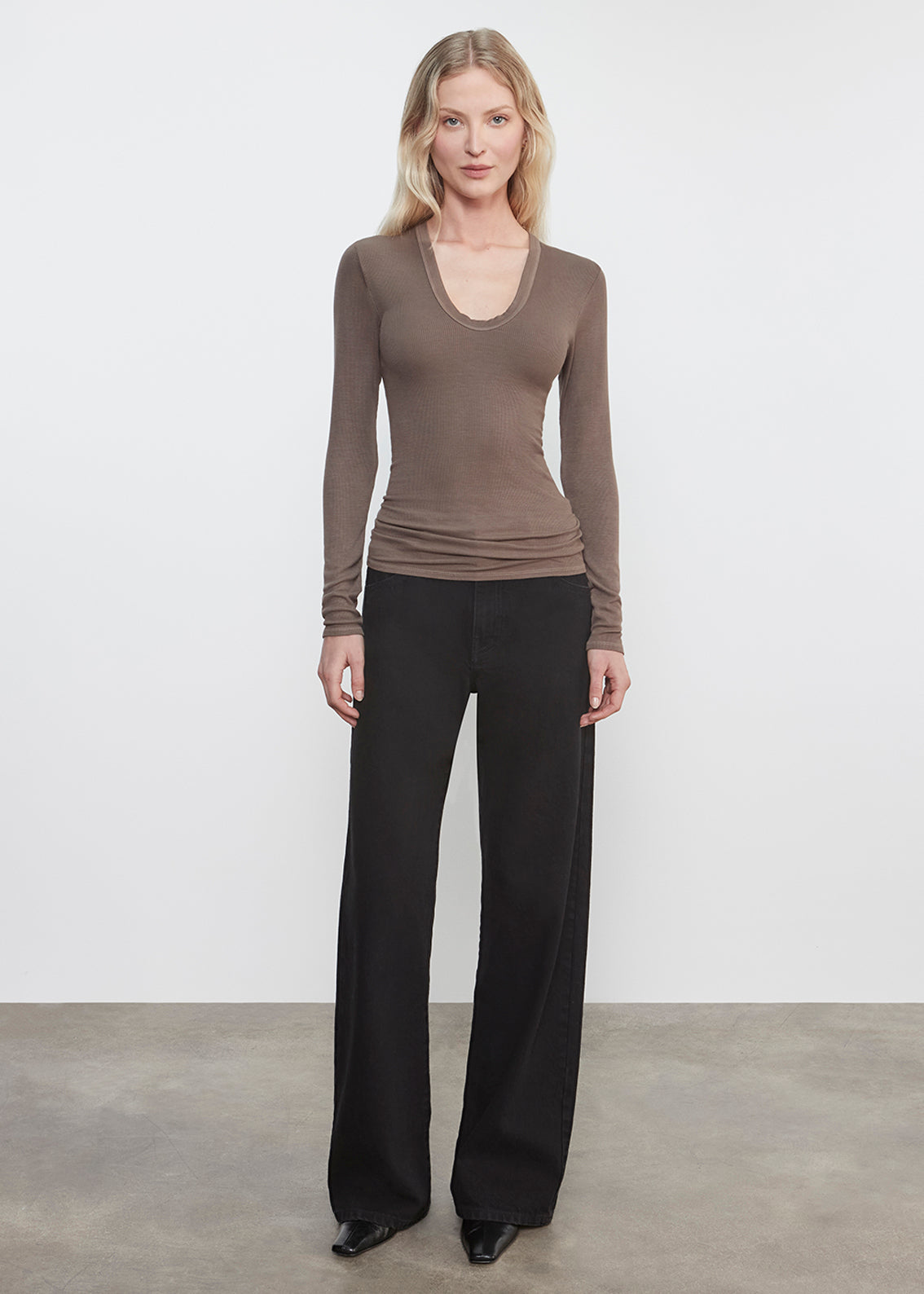 Silk Rib L/S U | Mushroom