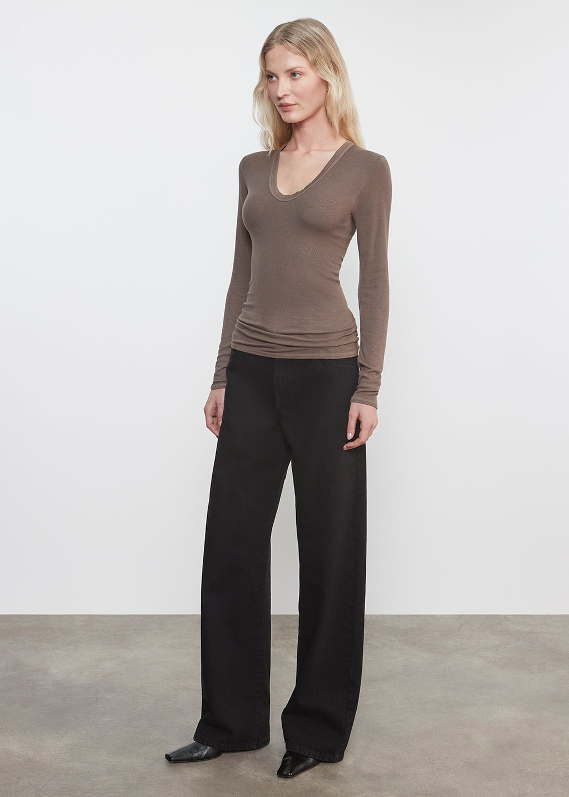 Silk Rib L/S U | Mushroom