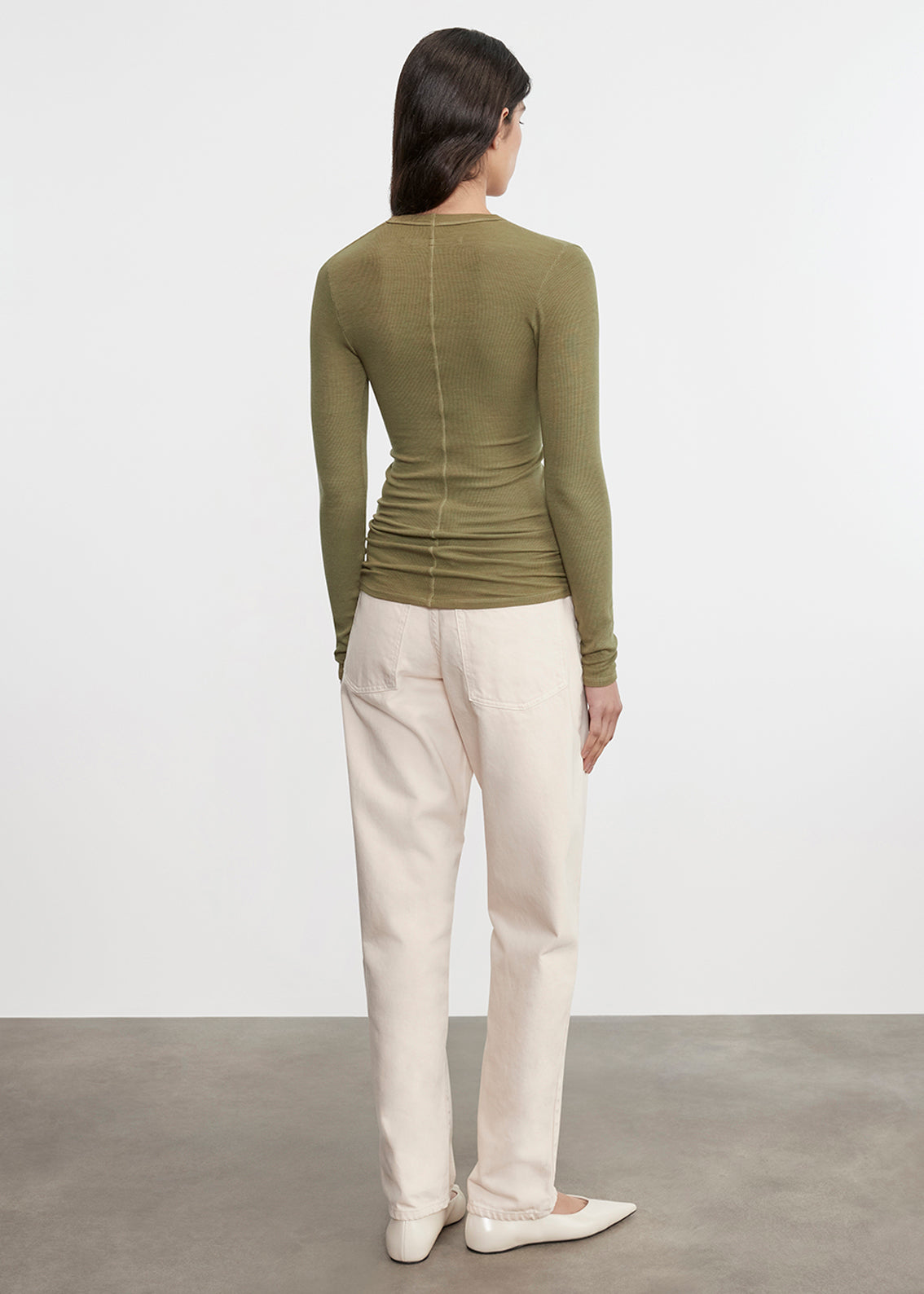 Silk Rib L/S U | Olive Stone