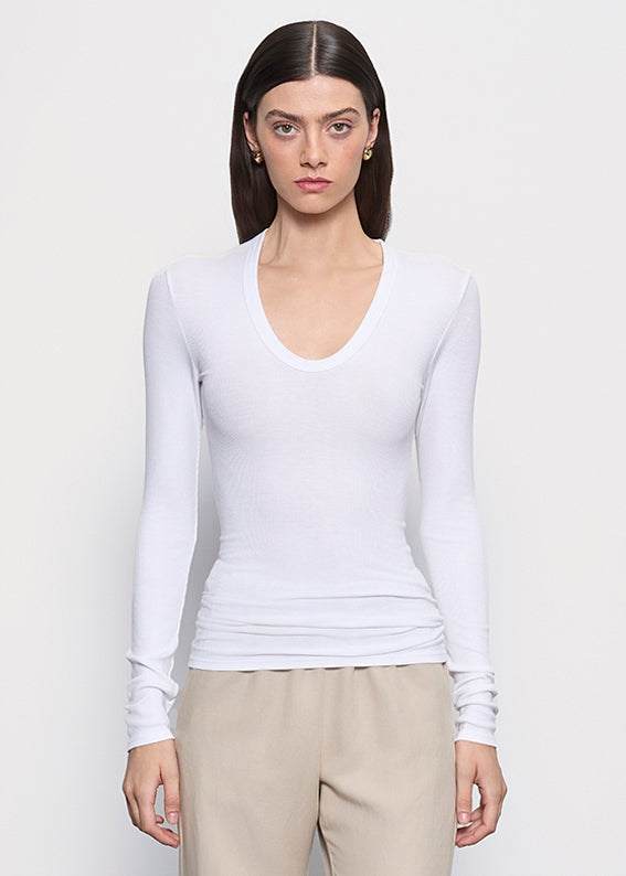 Silk Rib L/S U | White