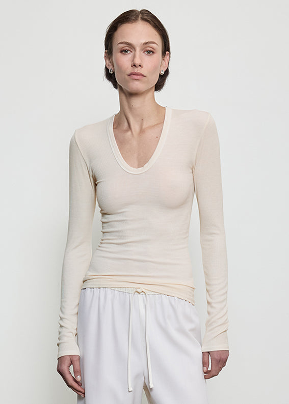 Fluid Silk Rib Essential U | Antique Cream