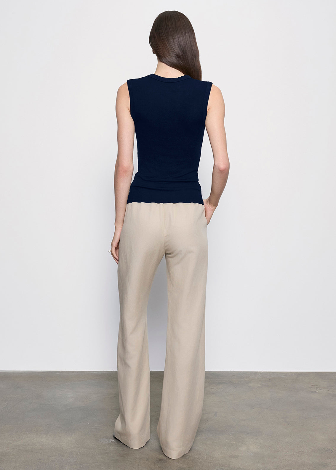 Silk Rib Sleeveless Tank | Indigo