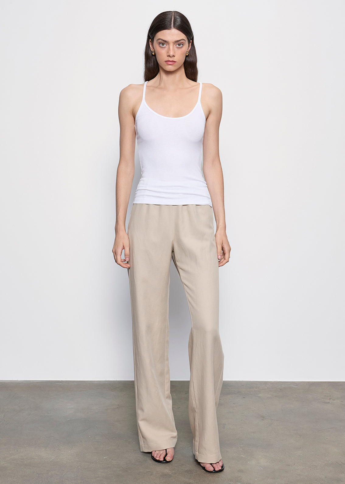 Silk Rib U Tank | White